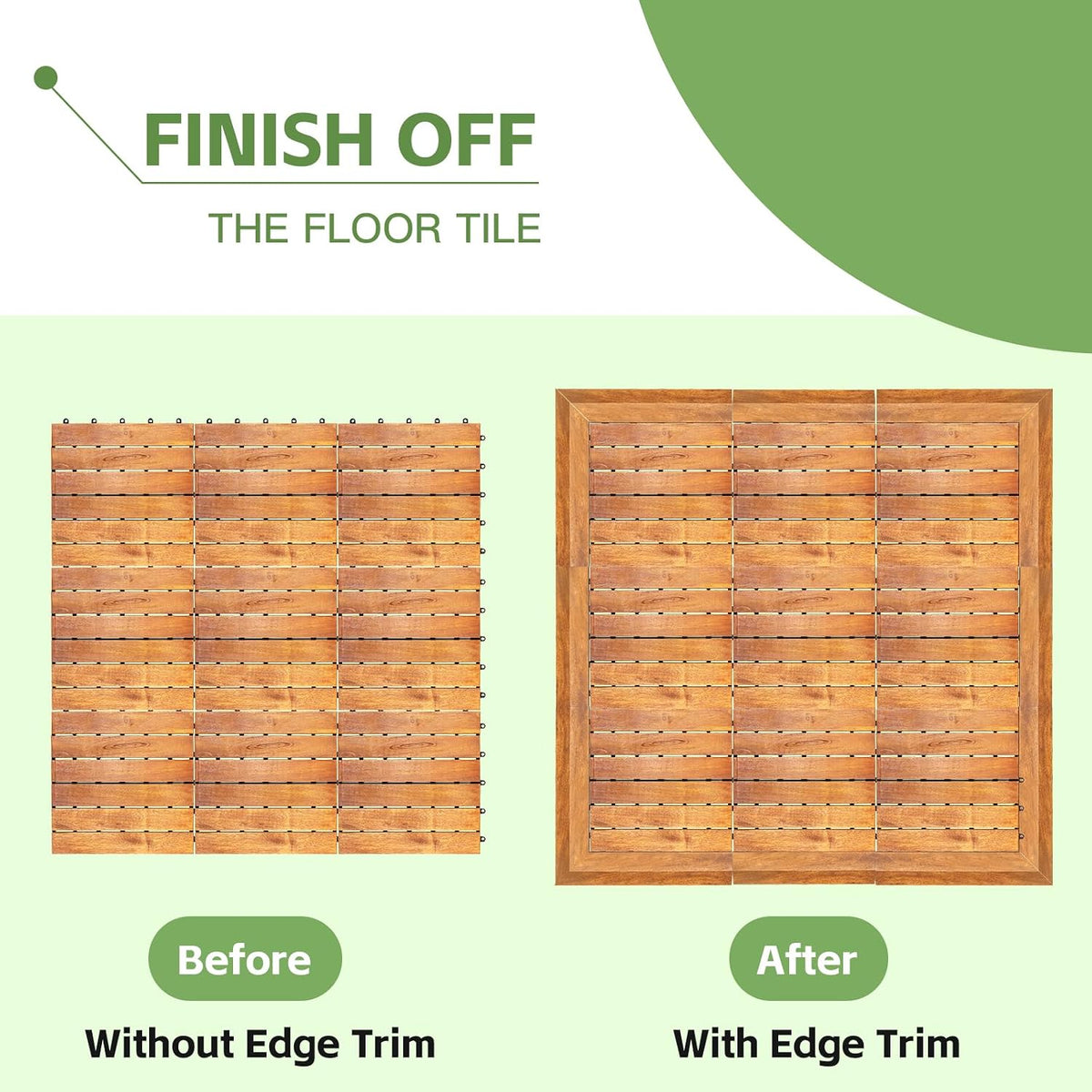 primezone solid acacia wood edge trim set for, front angle view