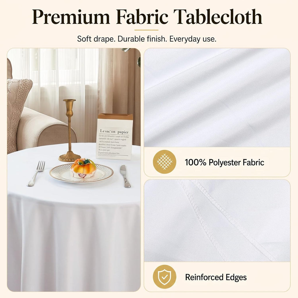 Fixwal 6 Pack 120 Inch Tablecloths Round White Table Cover
