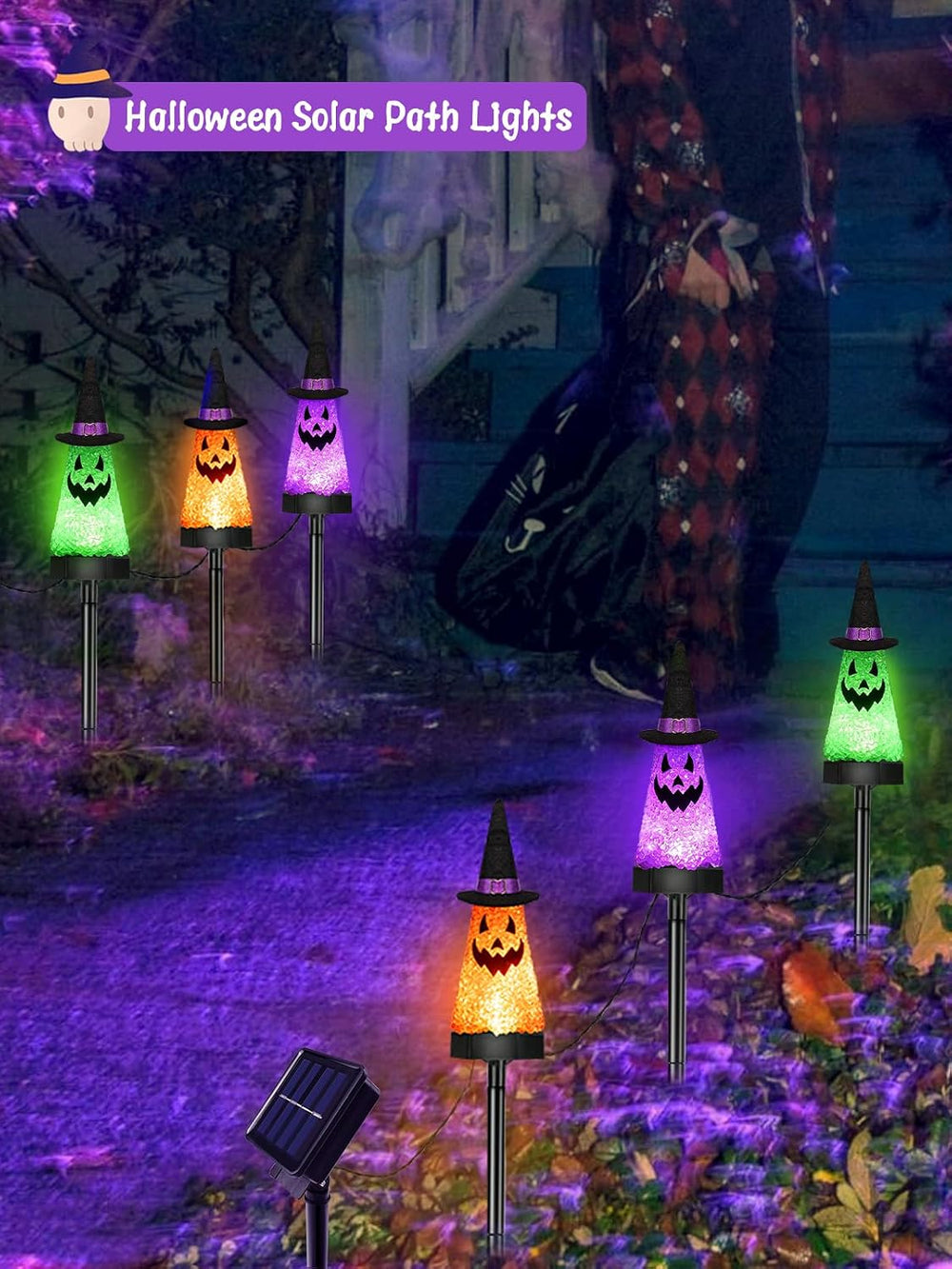 6 Pack Halloween Decorations Outdoor, Solar Ghost Pathway Lights Waterproof
