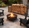 8ft Heavy Duty Firewood Rack with Kindling Storage,Black