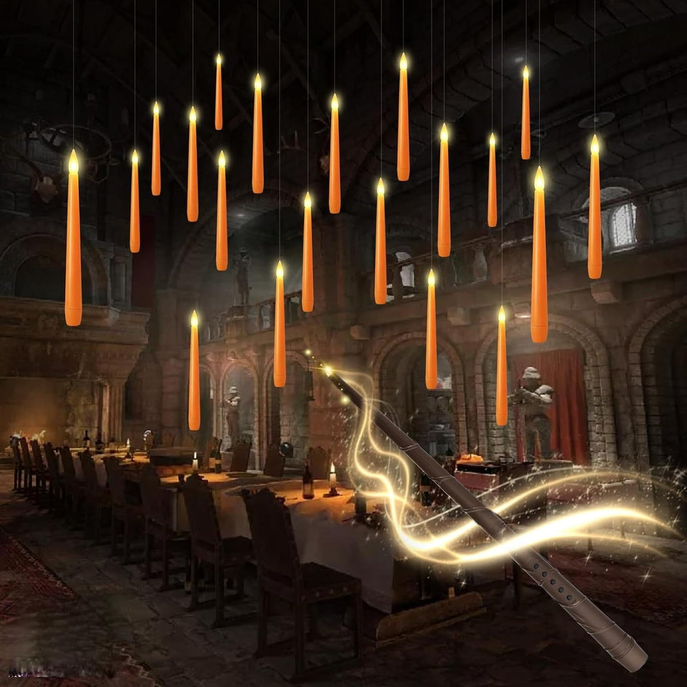kakoya Flameless Floating Candles with Wand，20 Pcs Magic LED Hanging Taper Ca...