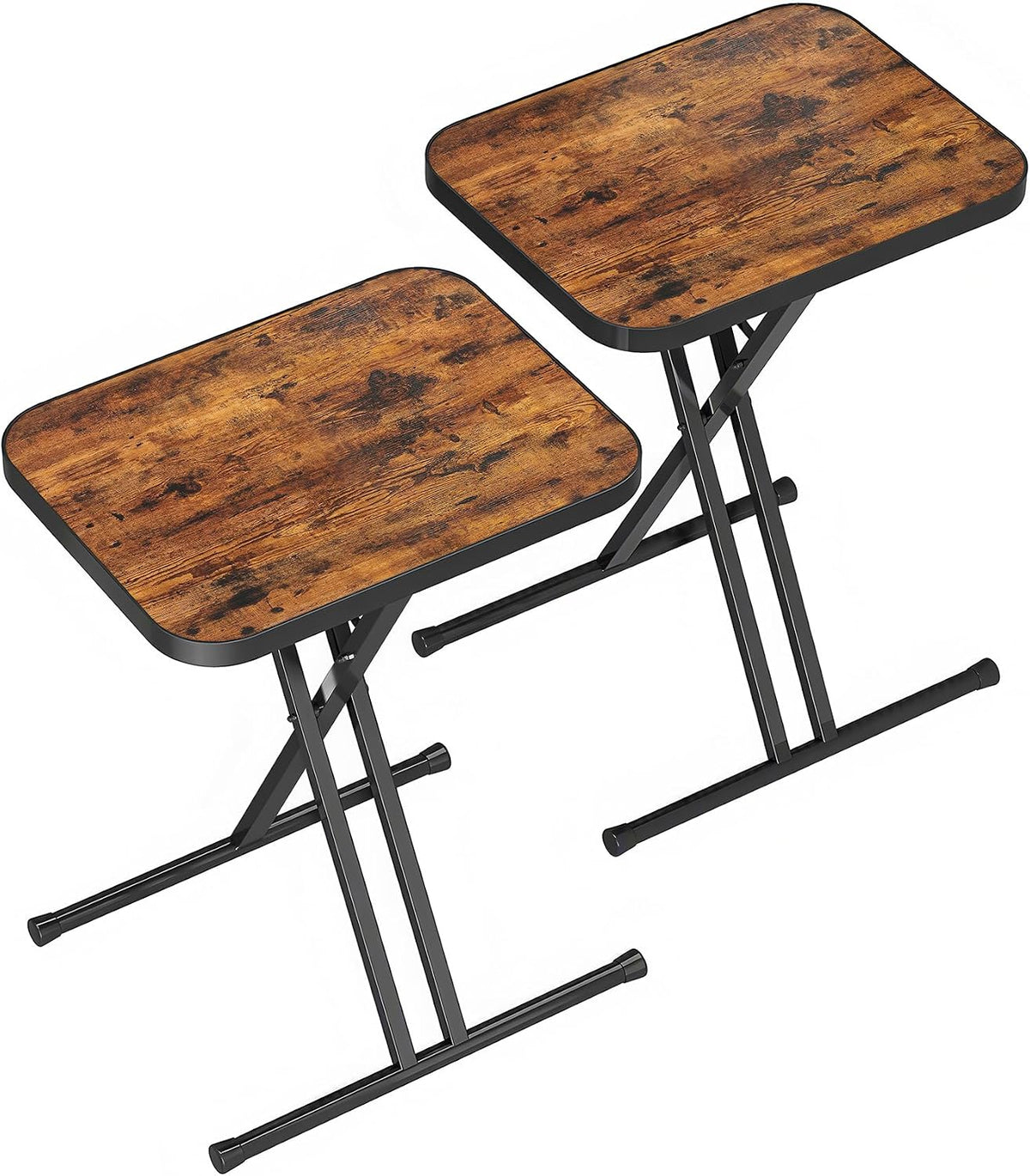 Kitstorack Folding TV Tray Tables Set of 2, No Assembly, Rounded Metal Rims