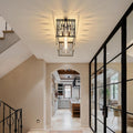 Garwarm 38.7 Inch Crystal Chandelier, 6-Light Black Rectangle Ceiling Light