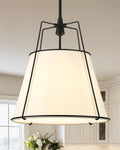 Black Pendant Lights Kitchen Island, 16.5" Linen Drum Chandelier