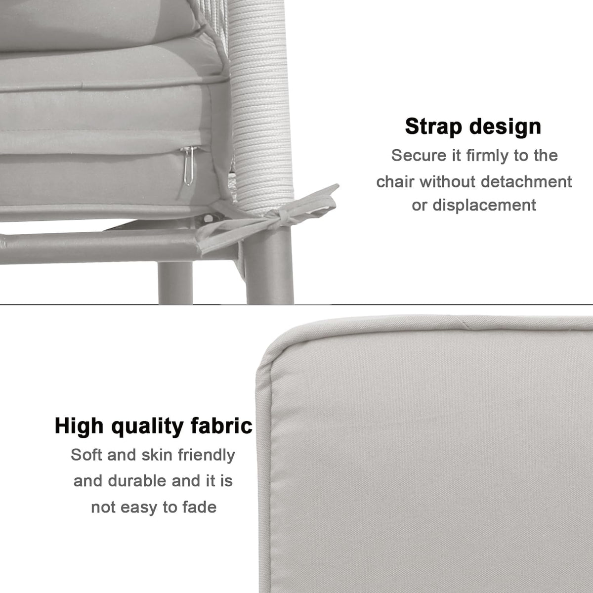 Outdoor Cushion Covers 4 Pack Waterproof&Fade Resistant Zipper Patio Furniture Cushion Covers for Couch,Sofa,Chair (Replacement Covers Only) (22×22×3, Light Gray)