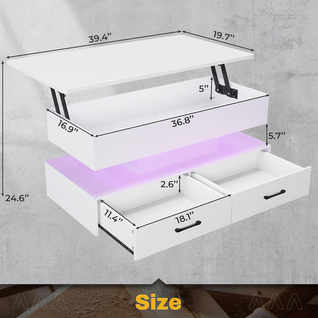 SEDETA 40" Lift Top Coffee Table with 2 Drawers Storage for Living Room
