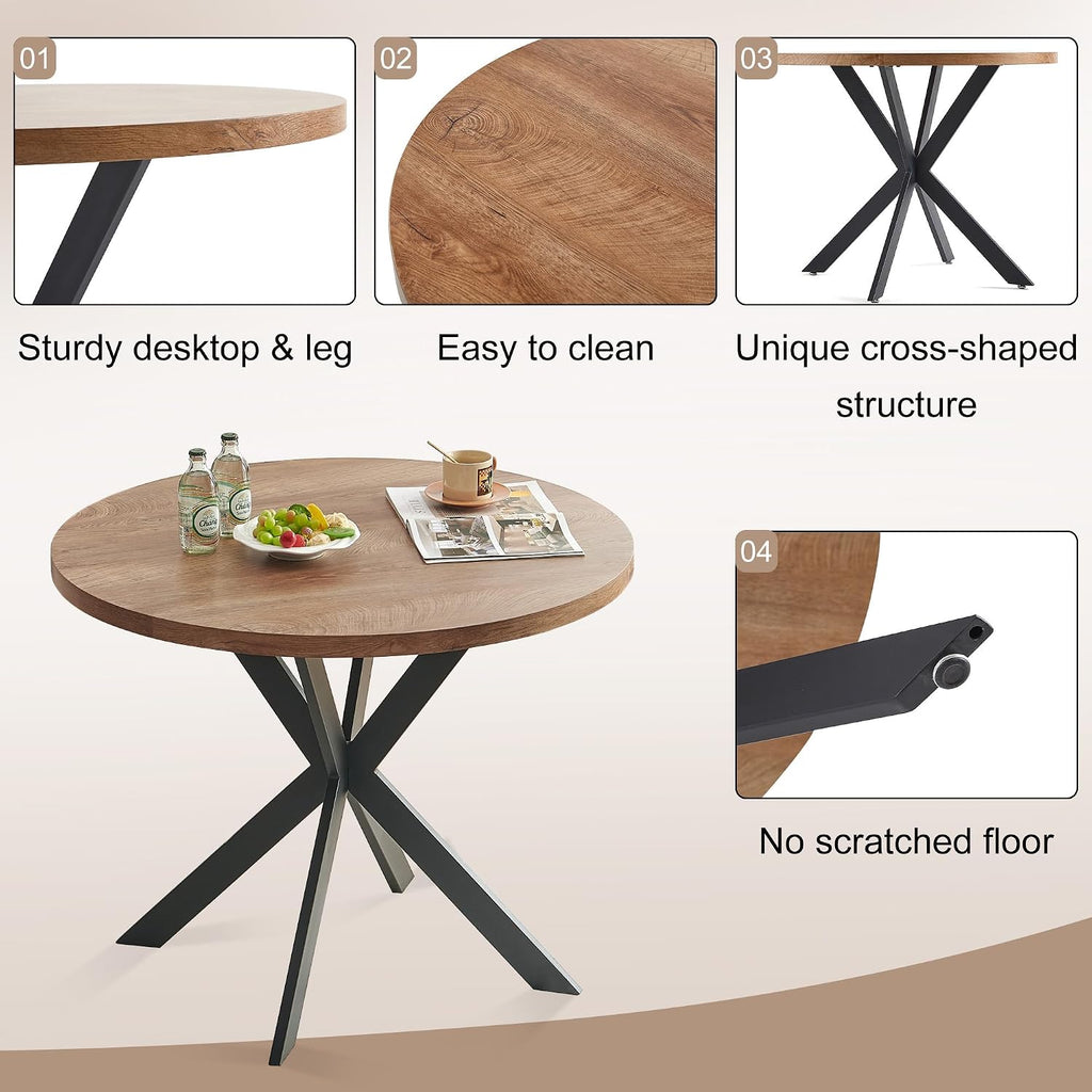 3 Piece Dining Table Set for Small Spaces - Round Kitchen Table Chairs Set of 2 with Yello Velvet Upholstered Chairs -Space Saving Dinette for Kitchen, Dining Room