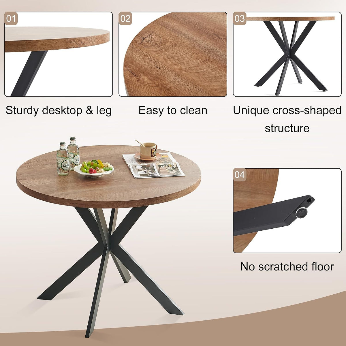 3 Piece Dining Table Set for Small Spaces - Round Kitchen Table Chairs Set of 2 with Yello Velvet Upholstered Chairs -Space Saving Dinette for Kitchen, Dining Room