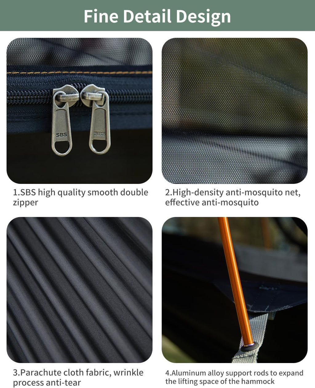 3-in-1 Camping Hammock Tent with Mosquito Net & UV Sunshade