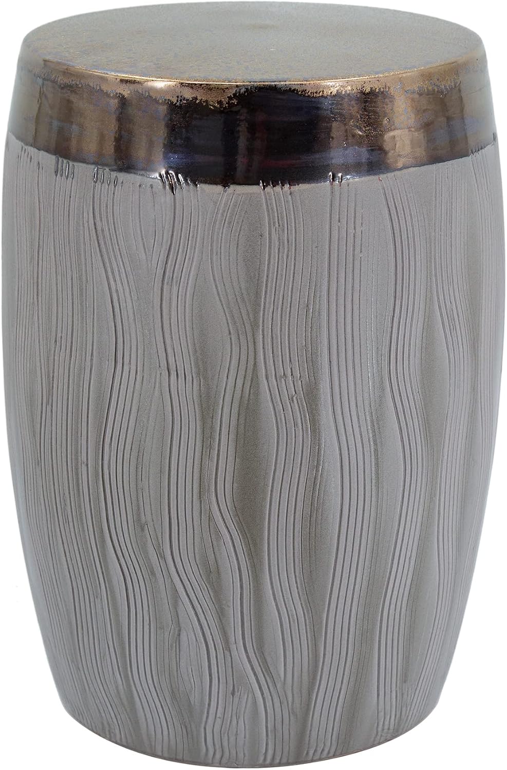 A&B Home Wave Pattern Stool - Drum Shape Ceramic Stool, Decorative Multipurpose Side Table, Living Room Bedroom Accent Table Plant Stand, 13" x 13" x 18"