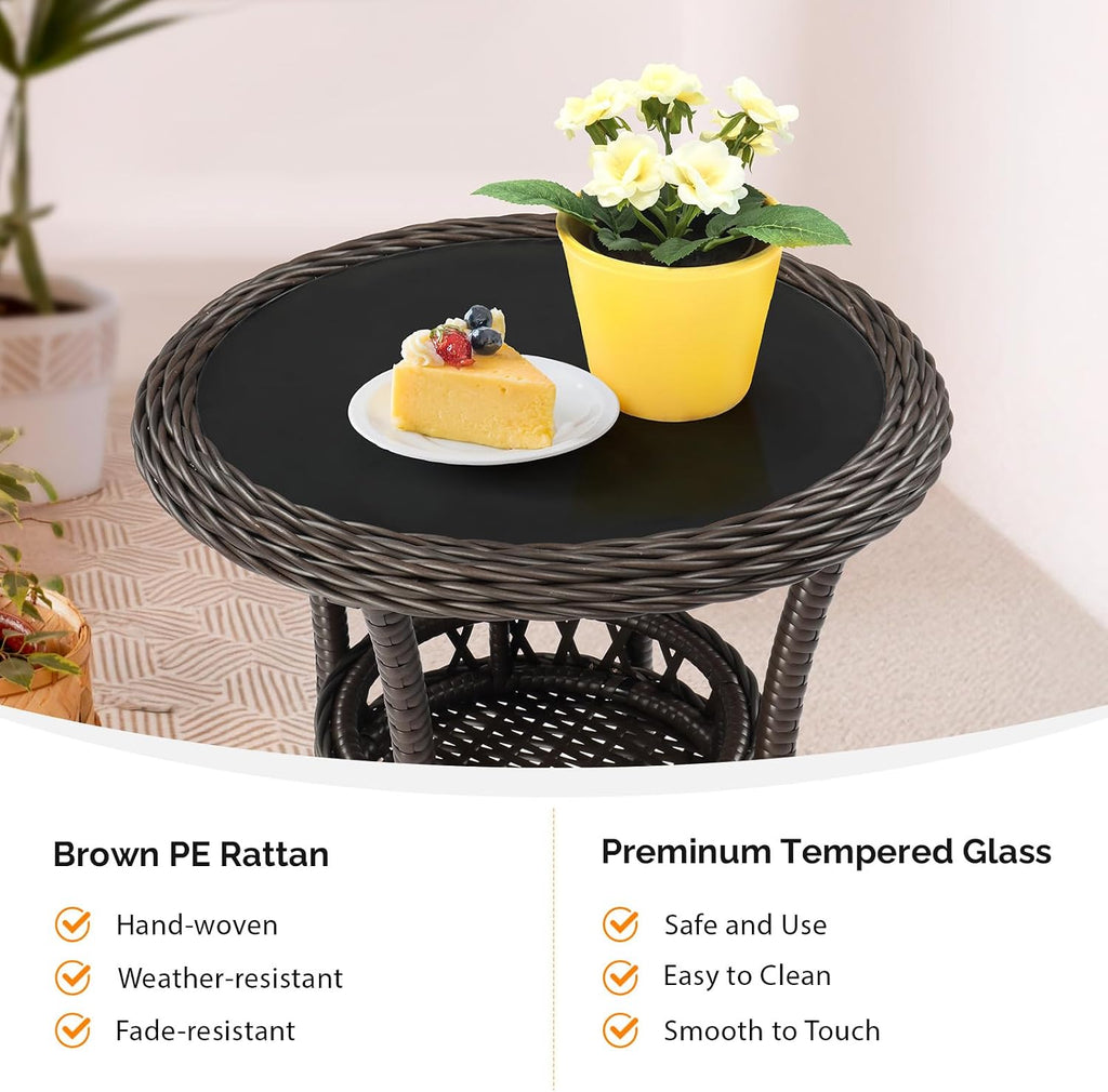 vingli outdoor wicker side table, patio side tables, package contents