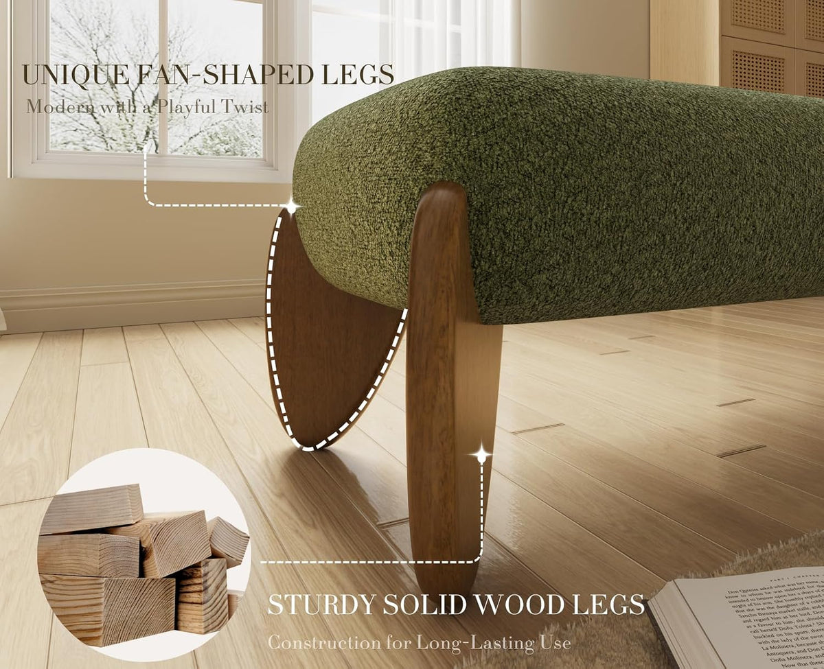 CIMOTA Modern Entryway Bench, 50" Bedroom End of Bed Bench, Green