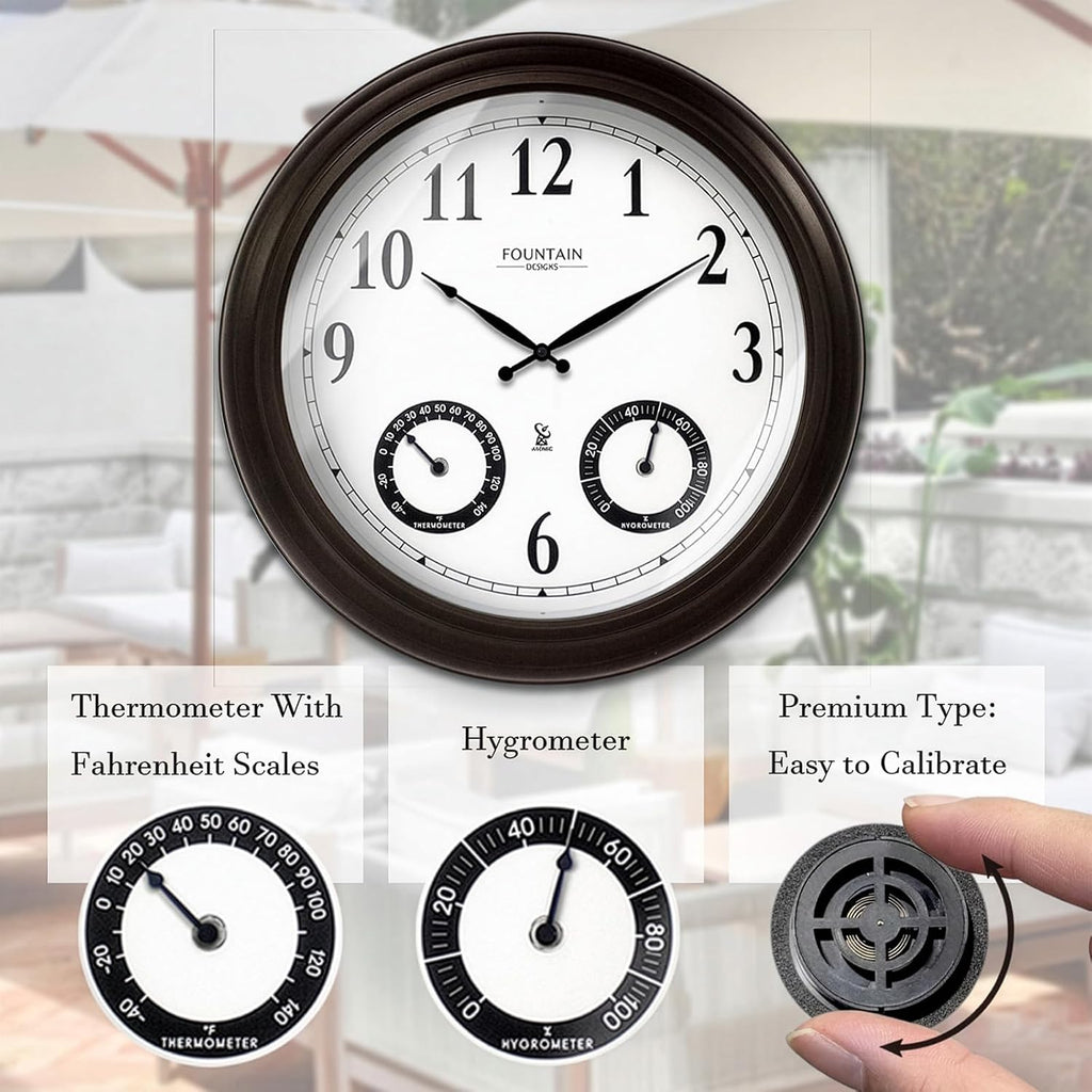 20" Large Outdoor Atomic Wall Clock,Oil Rubbed Bronze