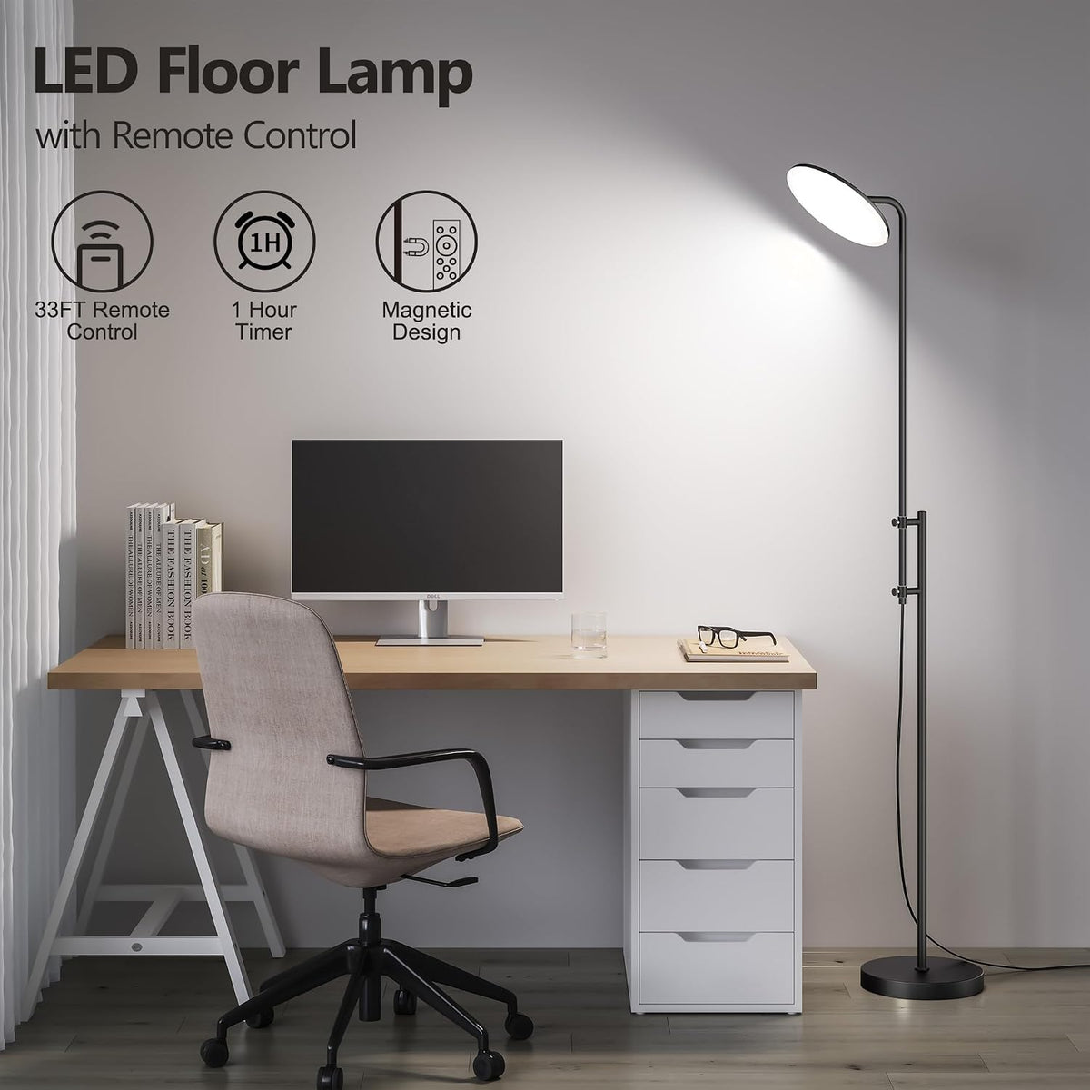 SUNMORY 32W/3000LM Bright Floor Lamp, Tall Standing Lamps for Living Room