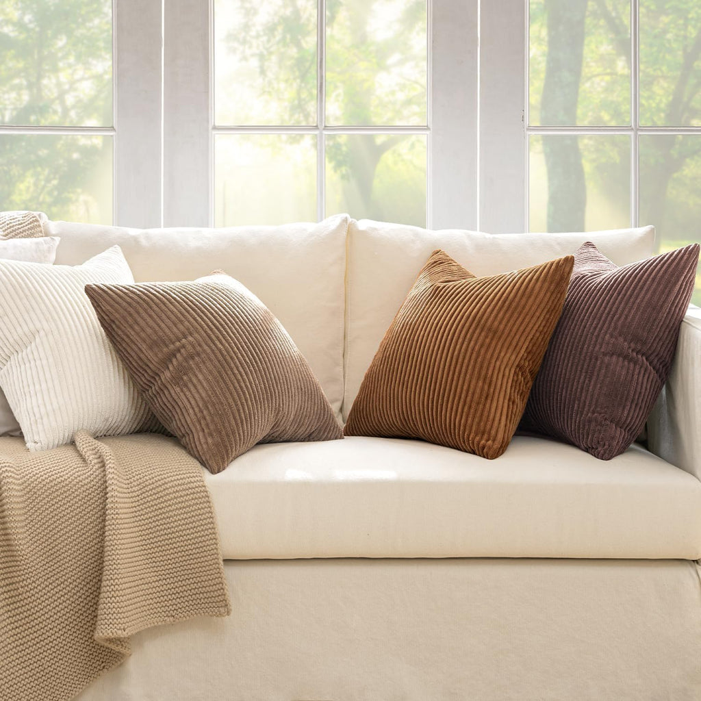 MIULEE Fall Corduroy Decorative Throw Pillow Covers Brown Series 20x20