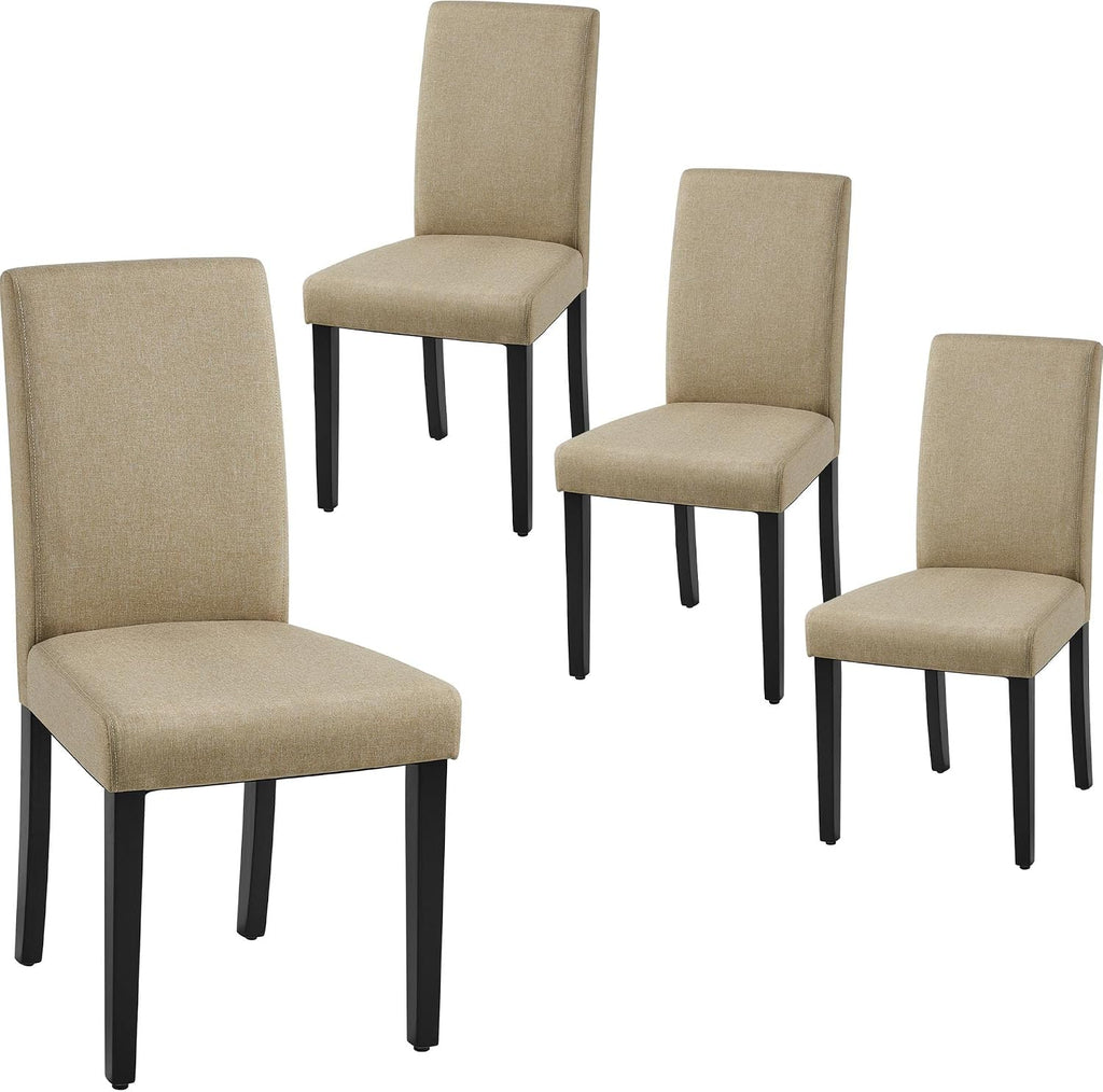 Yaheetech Dining Chairs Set of 4 Upholstered Kitchen Chairs Khaki