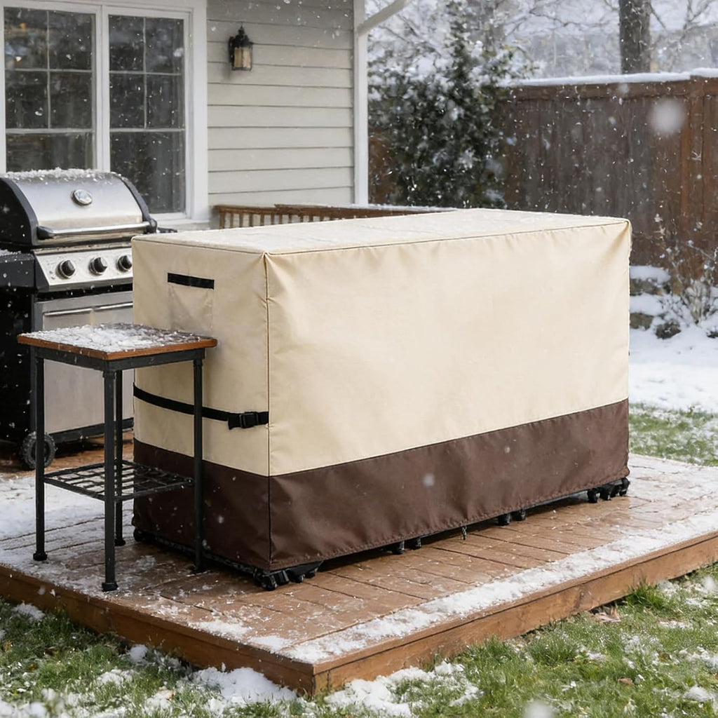 outdoor bar cover patio bistro set cover, beige&brown, front angle view