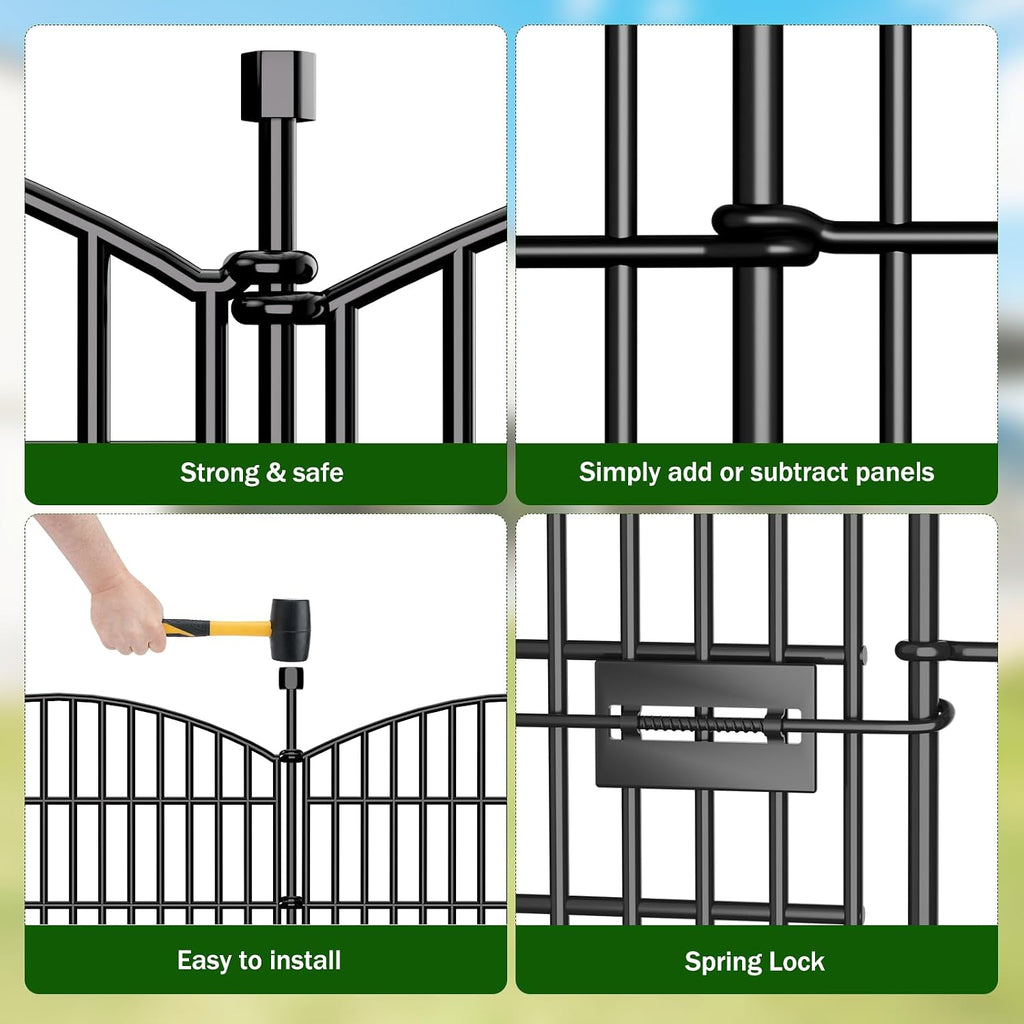 10 Panel No Dig Decorative Garden Fence with Gate 32"H x 23.6'L Dog Barrier