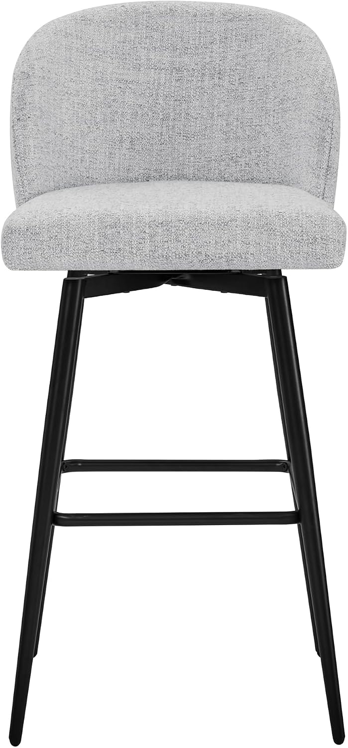 Watson & Whitely Swivel Bar Stools Set of 2, Fabric in White