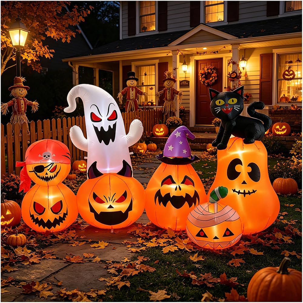 8 FT Halloween Inflatable Pumpkin Patch Yard Décor