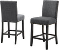 Biony Gray Fabric Counter Height Stools with Nailhead Trim, Set of 2