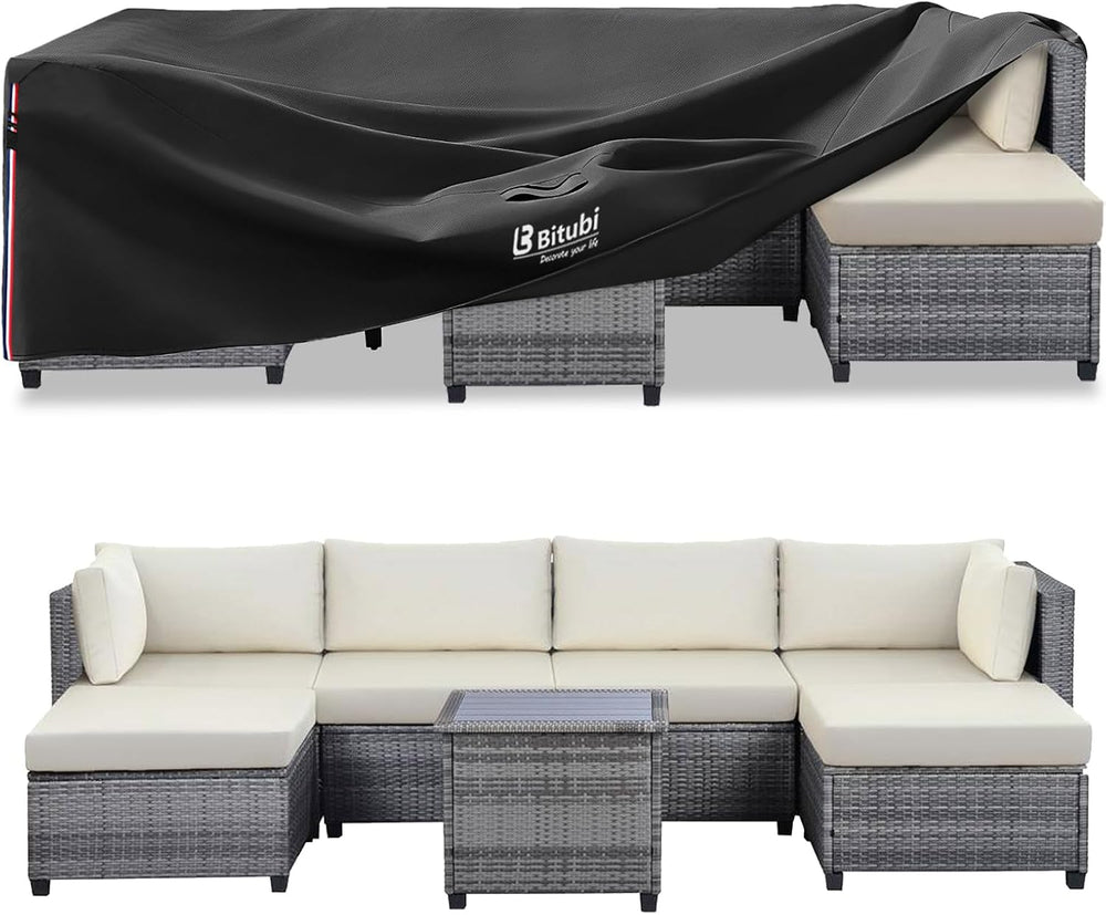 Bitubi Rectangular Patio Table Cover - Heavy Duty 600D Tough Canvas Waterproo...
