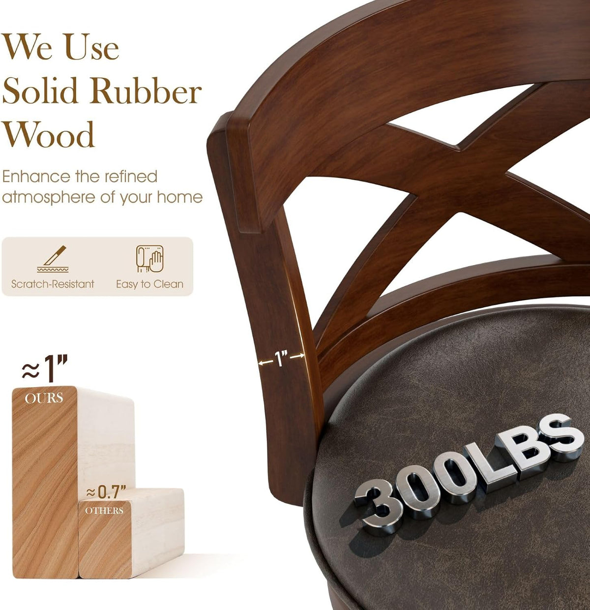 Sophia & William 30 Inch Swivel Bar Stools Set of 6, Bar Height Barstools