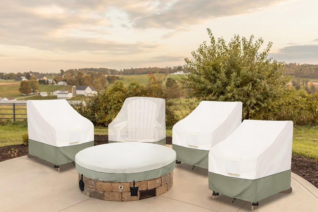 Bitubi Waterproof 4 Pack Patio Adirondack Chair Cover for Outdoor Chair Size Up to 32W x 35D x 36H inch,Outdoor Lawn Patio Furniture Covers (Beige)