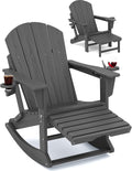 KINGYES Adirondack Rocking Chair with Ottoman and Cup Holders