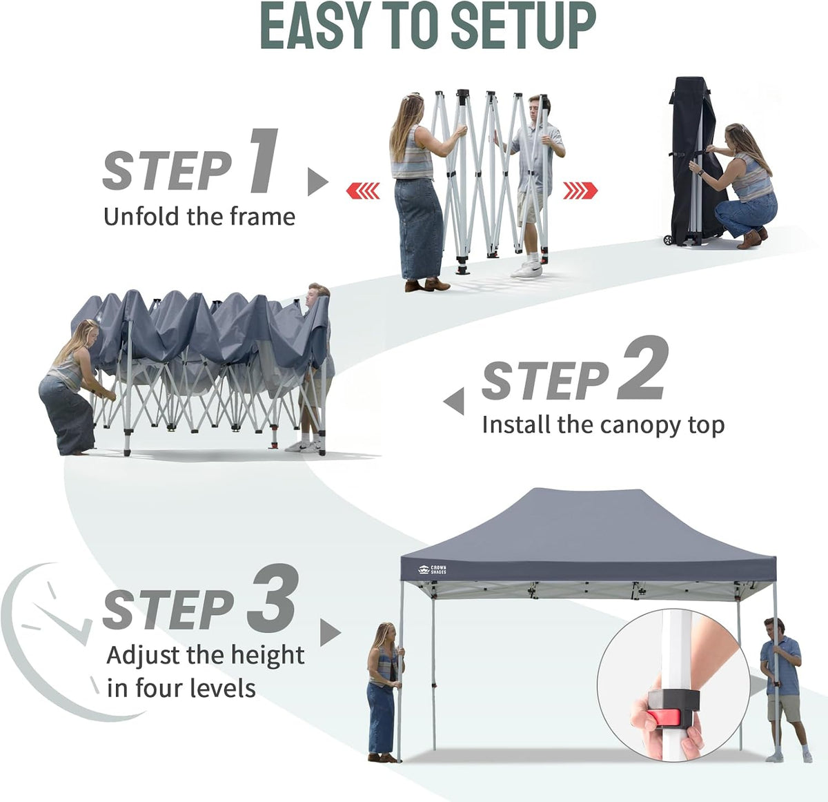 crown shades 10x15 commercial pop up canopy tent, close-up detail