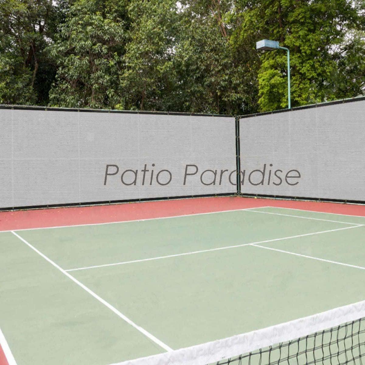 Patio 8' x 40' Fence Privacy Screen Gray Heavy Duty Windscreen Fabric Mesh Fencing Porch Screens, Outside Lattice Panels Chain Link Fences Deck Railing Cover for Outdoor Wall Backyard Balcony Pool