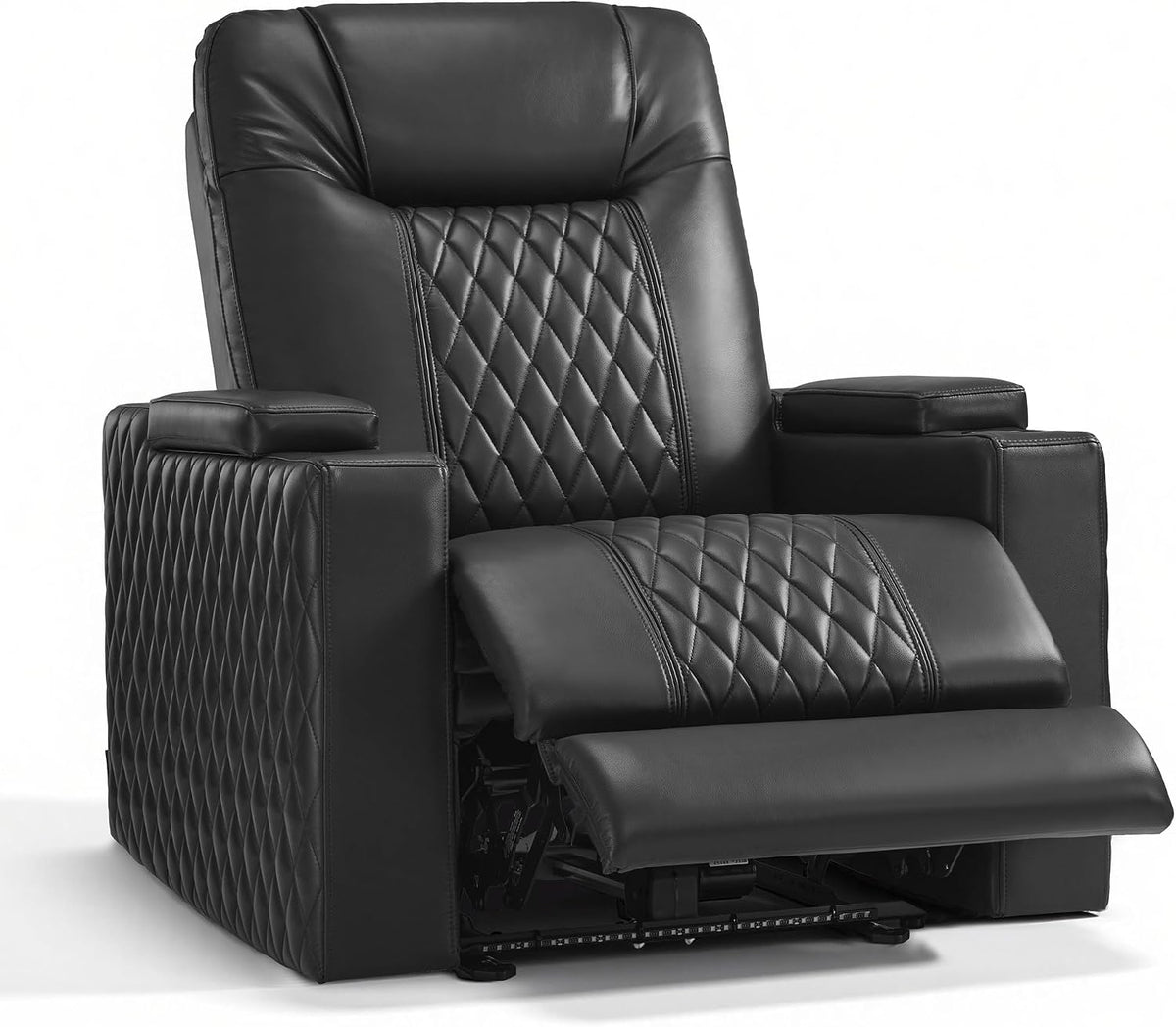 MCombo Oversized Leather Power Recliner Chair for Big and Tall (Black)