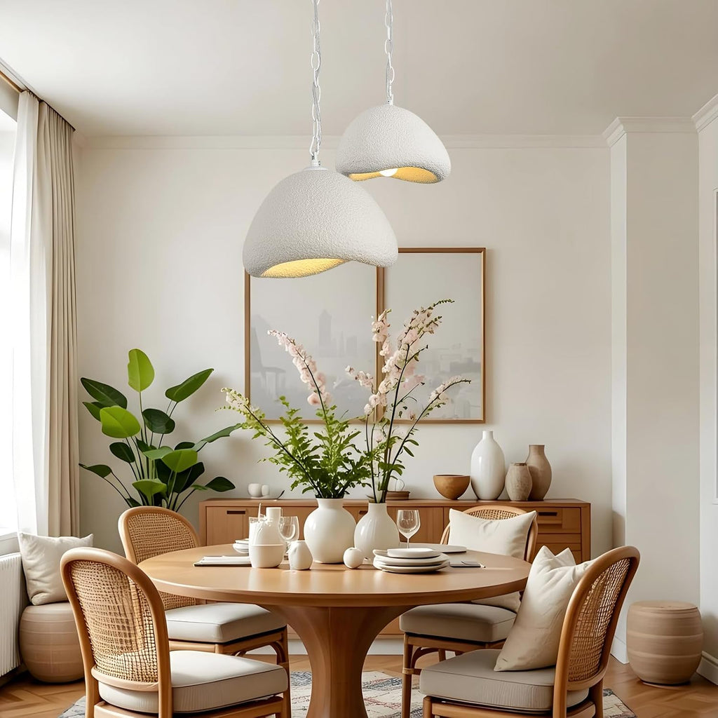 Upgraded 11.8in Wabi Sabi Pendant Light,E26 Base,Fiberglass hanging lamp