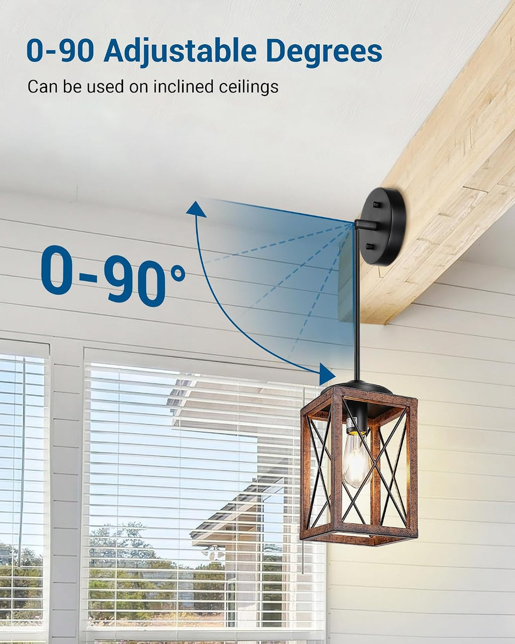 dewenwils farmhouse pendant light kitchen island wood grain, close-up detail