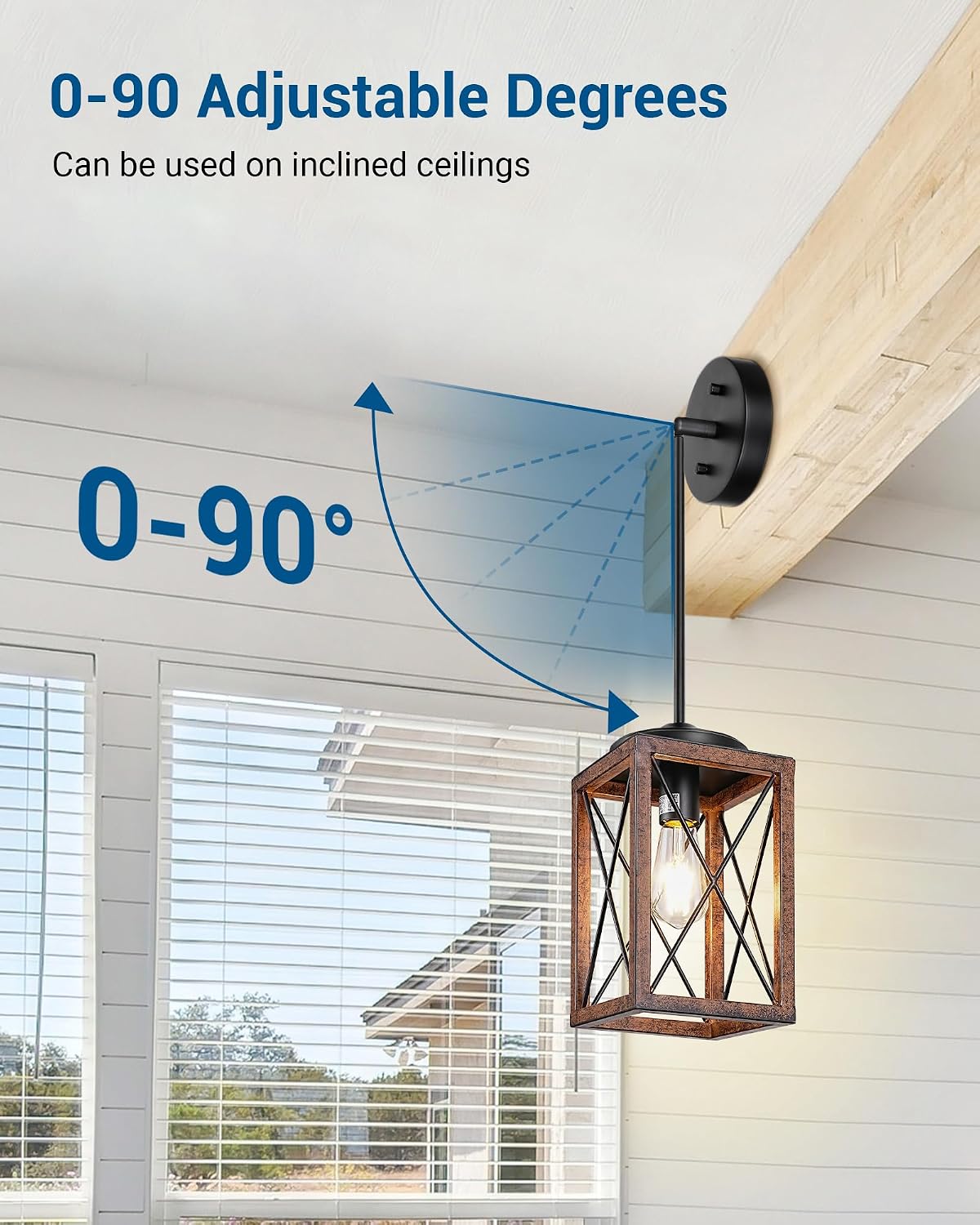 dewenwils farmhouse pendant light kitchen island wood grain, close-up detail
