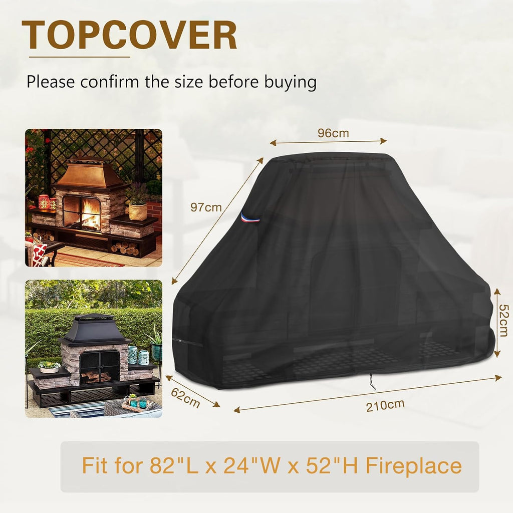 82inch fireplace cover outdoor wood burning fireplaces cover, close-up detail