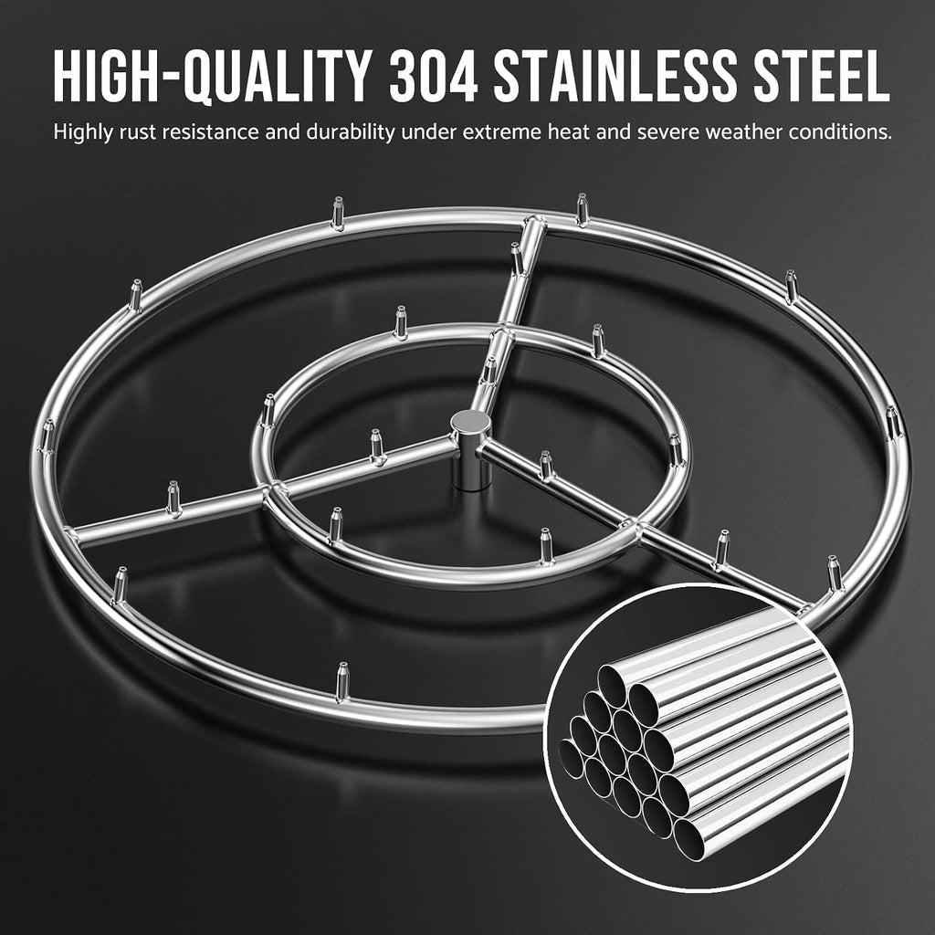 Skyflame 24-Inch Round Stainless Steel Fire Pit Jet Burner Ring