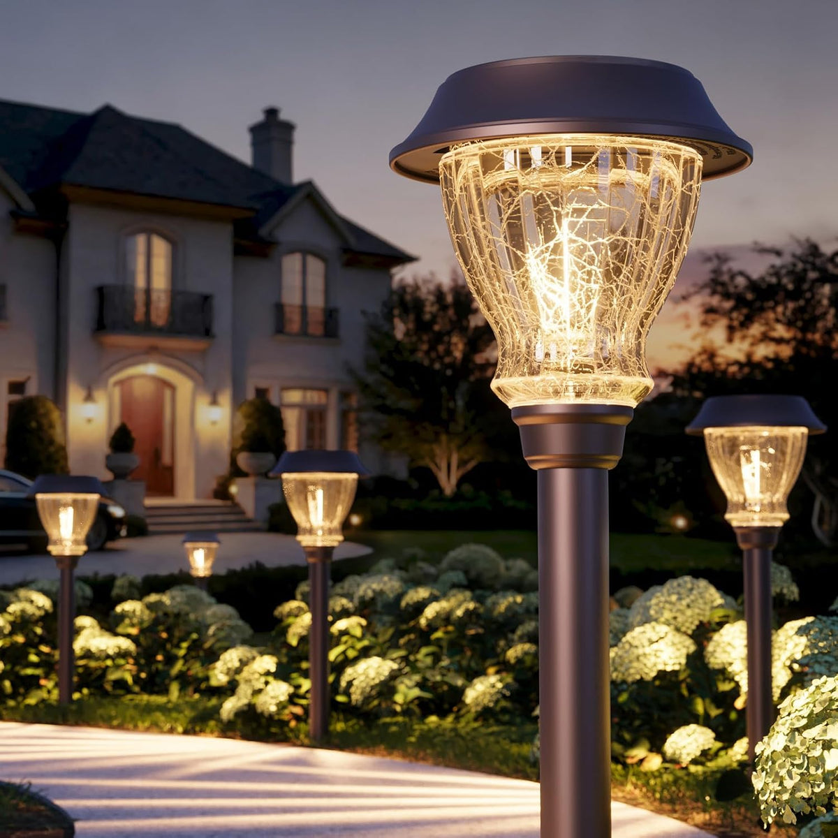 XMCOSY+ Solar Pathway Lights Outdoor, 6 Pack Warm White Landscape Lighting