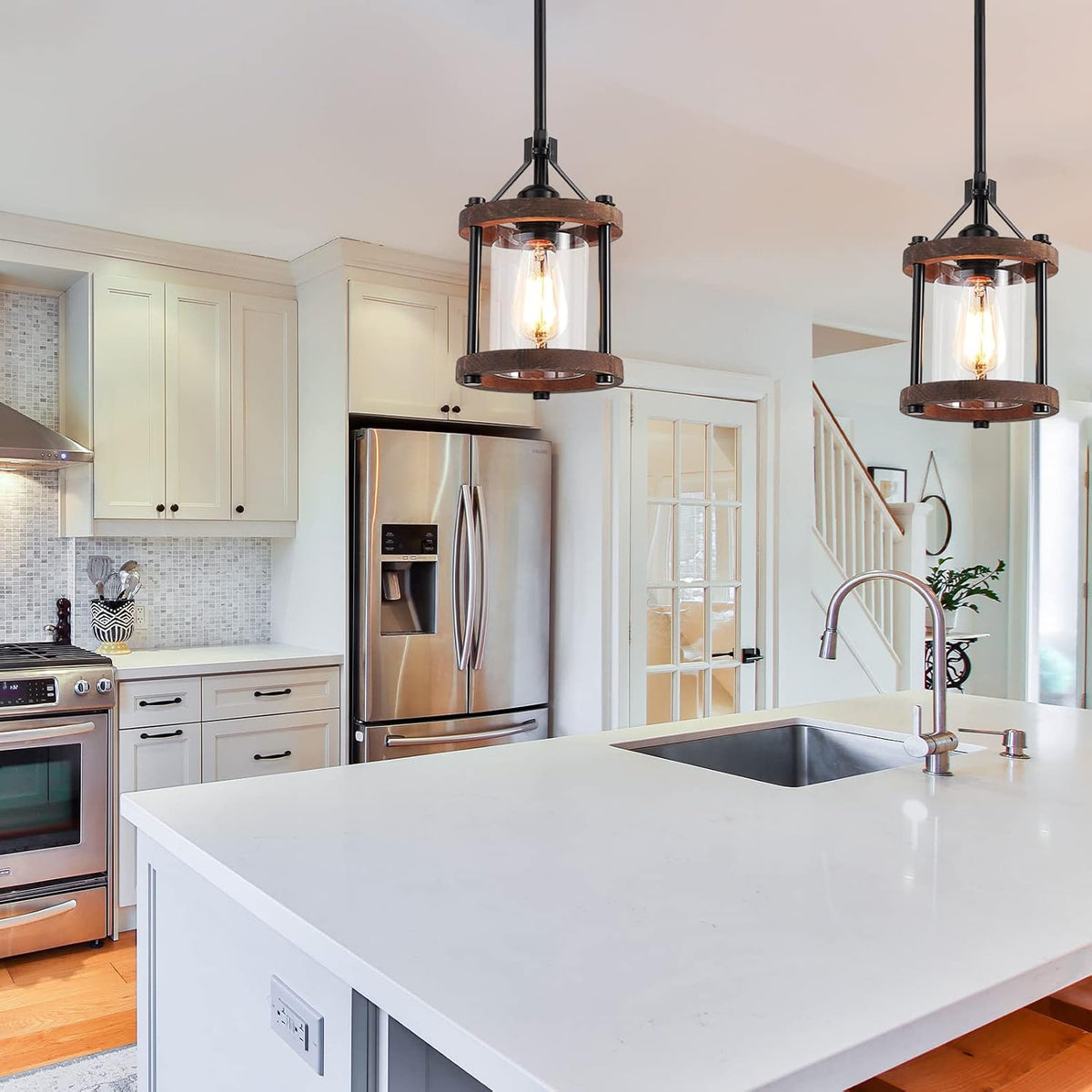 farmhouse pendant light for kitchen island, 1-light rustic, view 10