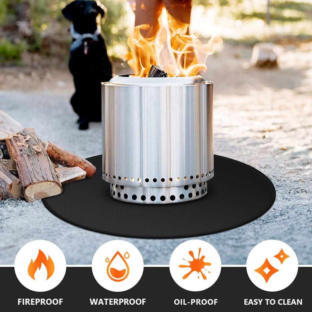 59" Fire Pit Mat for Solo Stove Bonfire, Double-Sided Fireproof Under Grill Mat Deck Patio Protector Pad, Round BBQ Mat for Solo Stove Accessories, Easy to Clean, Reusable