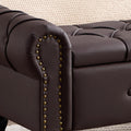 Storage Bench 51" Faux Leather End of Bed Benches Dark Brown