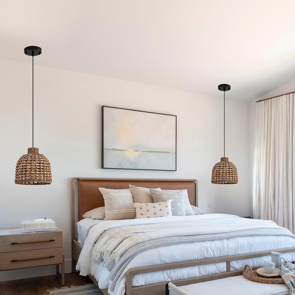 rattan pendant light,mini seagrass hanging light, view 9