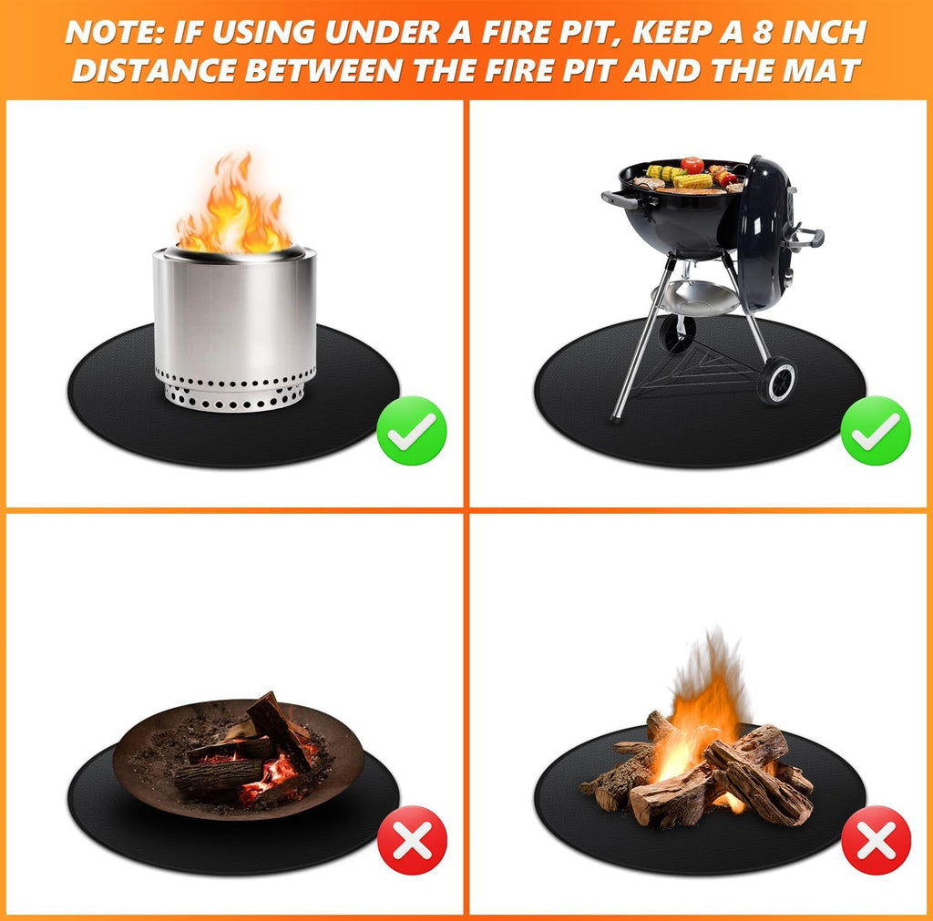 59" Fire Pit Mat for Solo Stove Bonfire, Double-Sided Fireproof Under Grill Mat Deck Patio Protector Pad, Round BBQ Mat for Solo Stove Accessories, Easy to Clean, Reusable