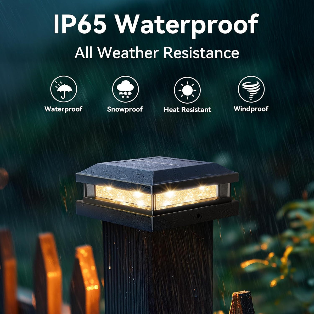 Brightever 4x4 5x5 Solar Post Cap Lights Outdoor 12-Pack Black