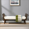52" Upholstered Bench, Beige Chenille, Walnut Legs