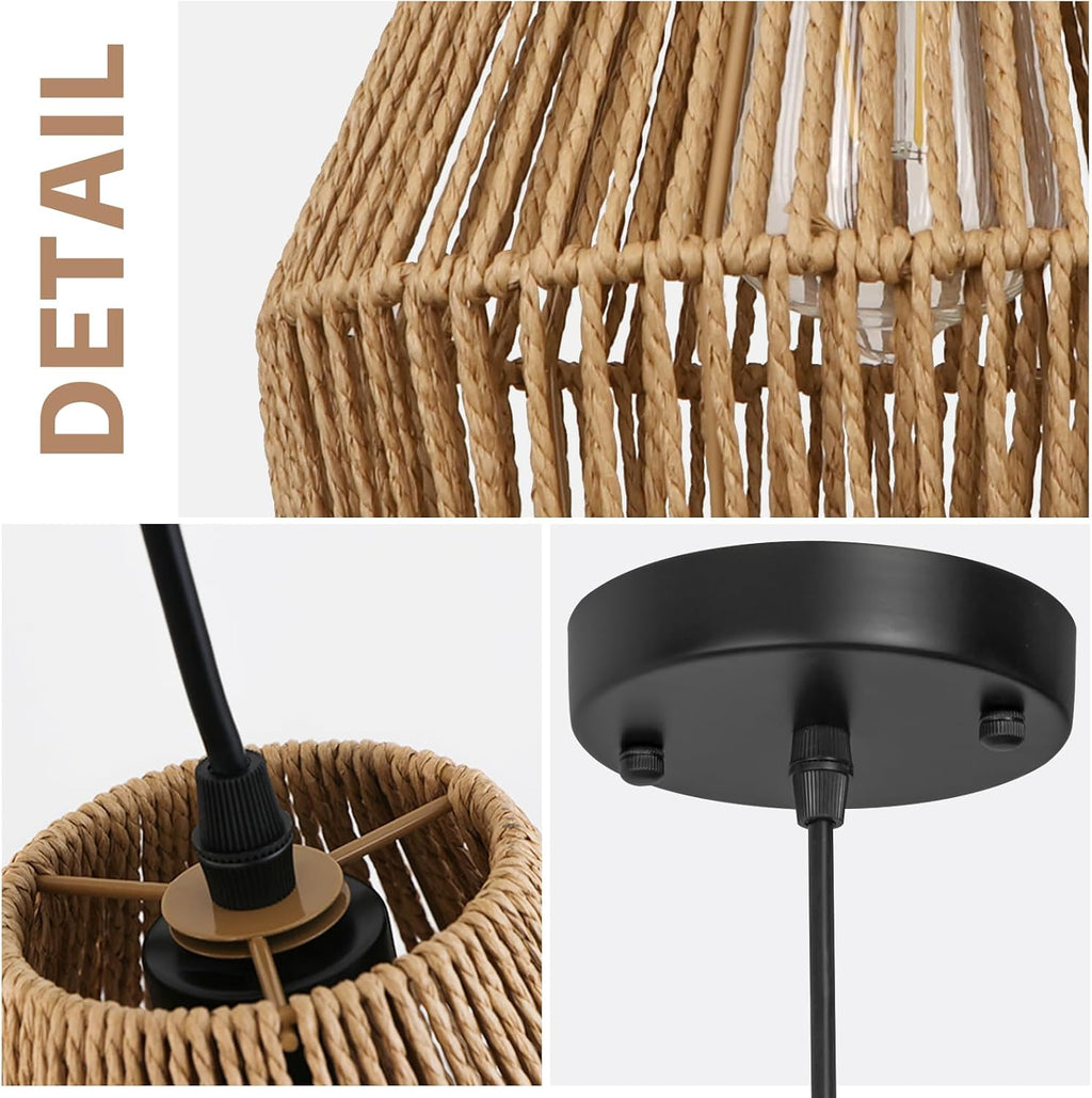 8.7'' rattan pendant light fixtures, boho basket hanging showing dimensions