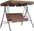 Outsunny 3-Person Porch Swing w/Stand Adjustable Tilt Canopy, Brown