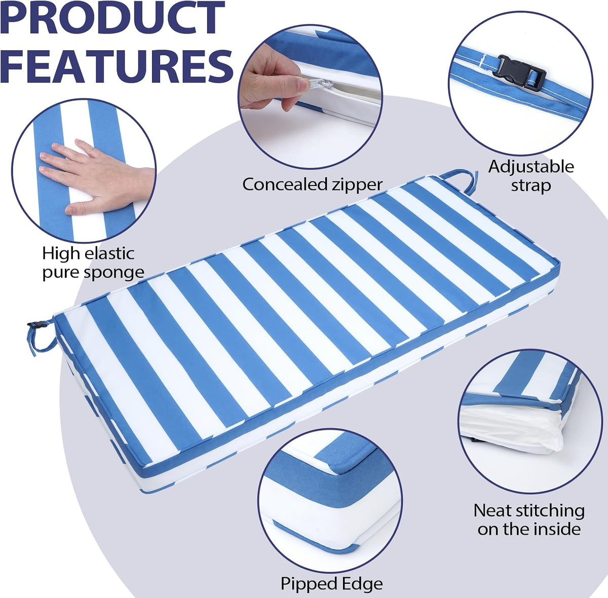 mrsenloi outdoor bench cushion, 48 x 16 x shown in use
