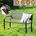 Patio Bench, Outdoor Metal Garden Bench with Armrest, Black