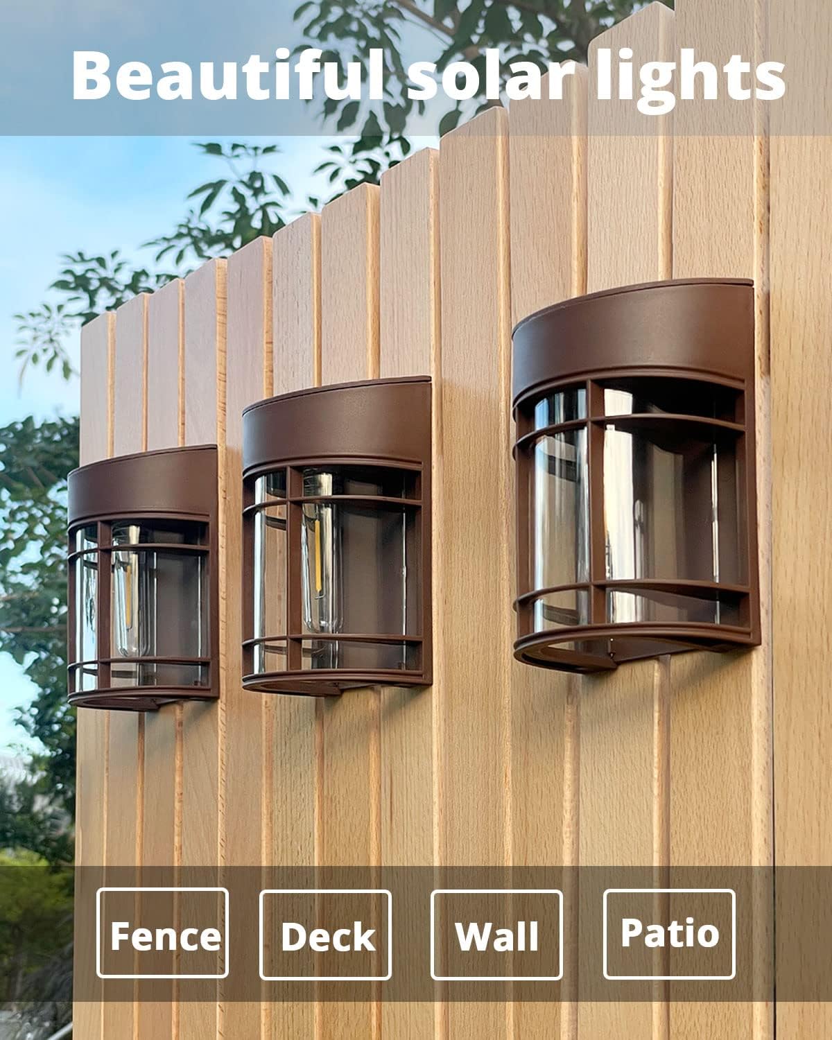 solar fence lights, 8 pack deck light waterproof on a desk or shelf